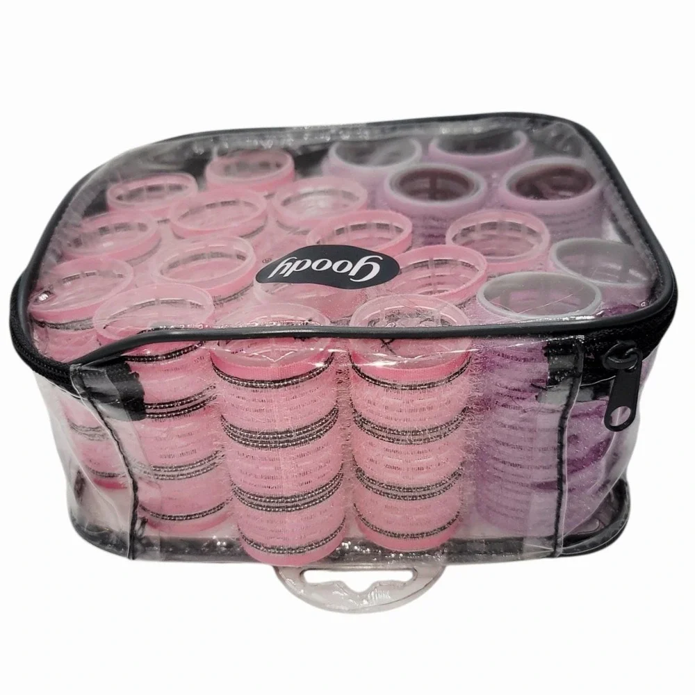 Vintage Goody Self Grip Hair Rollers Set w/ Clear Zipper Case Mixed Sizes - Picture 4 of 6